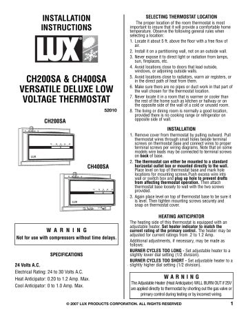 Lux Products CH200SA Thermostat User Manual.php